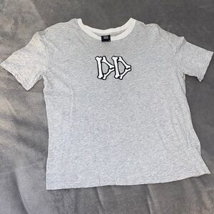 Drop Dead “DD” Bones Ringer Tee - Heather Grey - Size UK 8 (US 4)